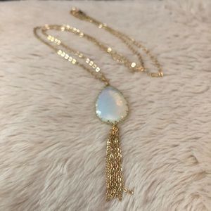 long faux opal necklace